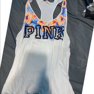 Bright floral pink tank top